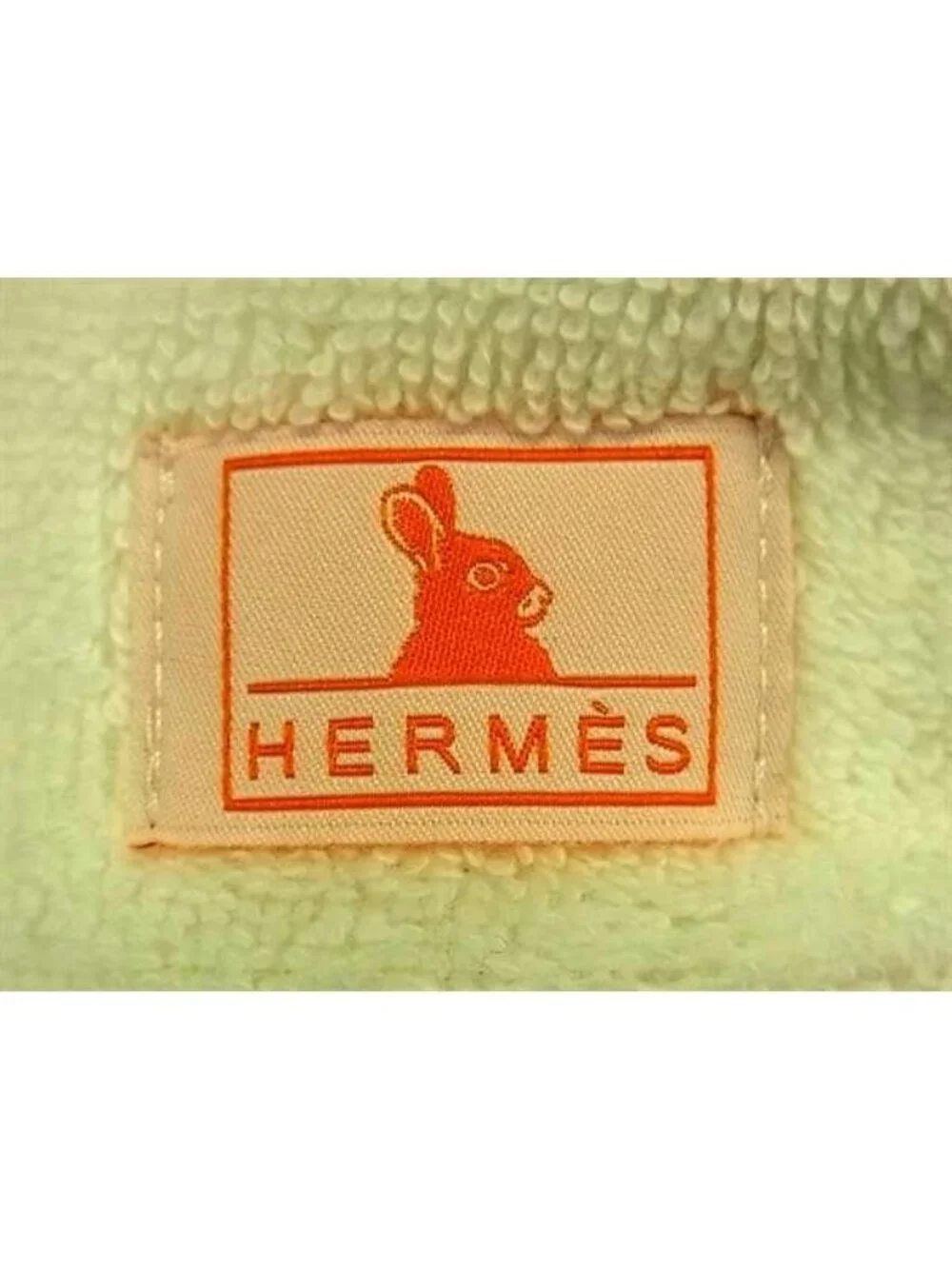 Hermes Cotton 100% Rabbit Baby Bib Body Mittens Set Ivory